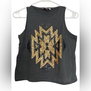Express one Eleven Sleeveless Top with Gold and Black Design XS